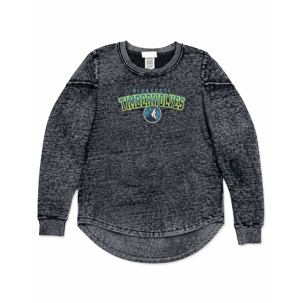 NBA Minnesota Timberwolves Acid Wash Sweatshirt Womens Medium Charcoal Gray NBA